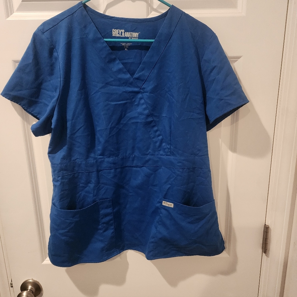 Grey's Anatomy V-Neck Royal Blue Scrub Top Xl
